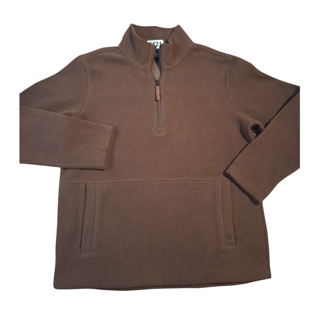 Free Fly Men's  Medium Chocolate Brown Bamboo Sherpa Quarter Zip Preppy‎ Sweater